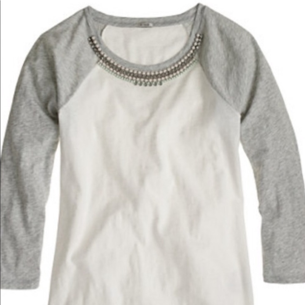 J.CREW JEWELED BASEBALL TEE
